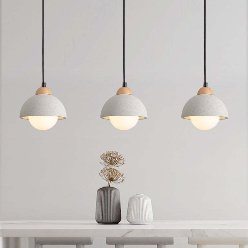 Scandinavian Cement Dome Glass Pendant Light