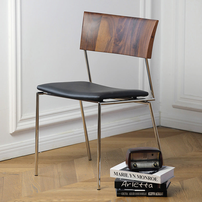 Nordic Curved Wood Leather Dining Chair