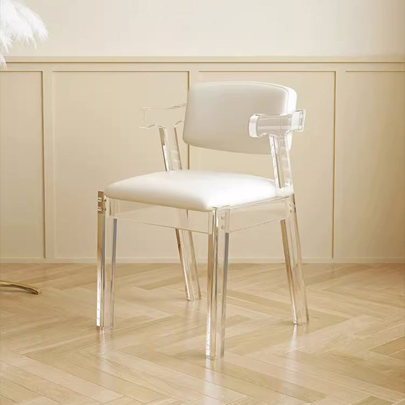 Minimalist Lambswool Acrylic Vanity Stool — White