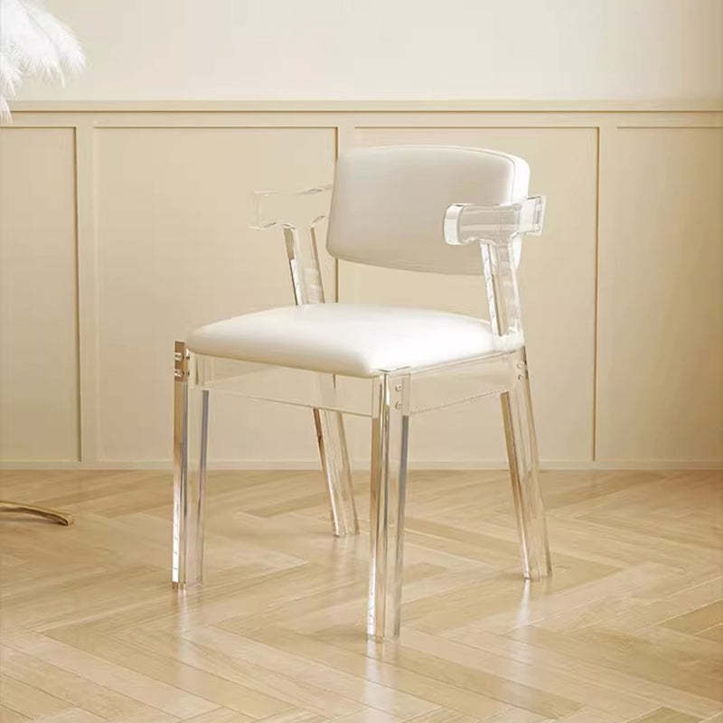 Minimalist Lambswool Acrylic Vanity Stool — White