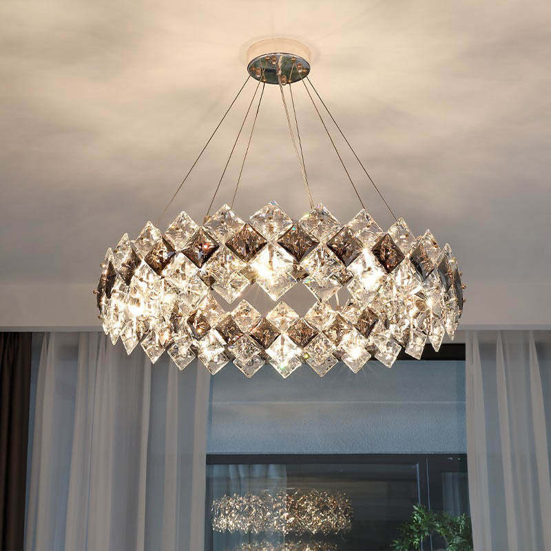 Crystal Diamond Circle Plated Chandelier