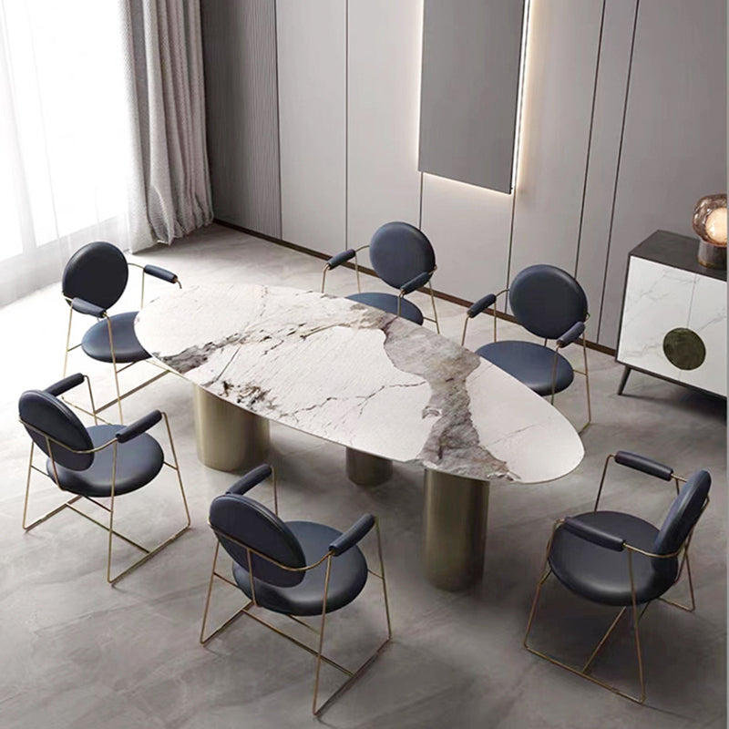 Scandinavian Microfiber Leather Round Dining Chair — Microfiber Leather / Bule