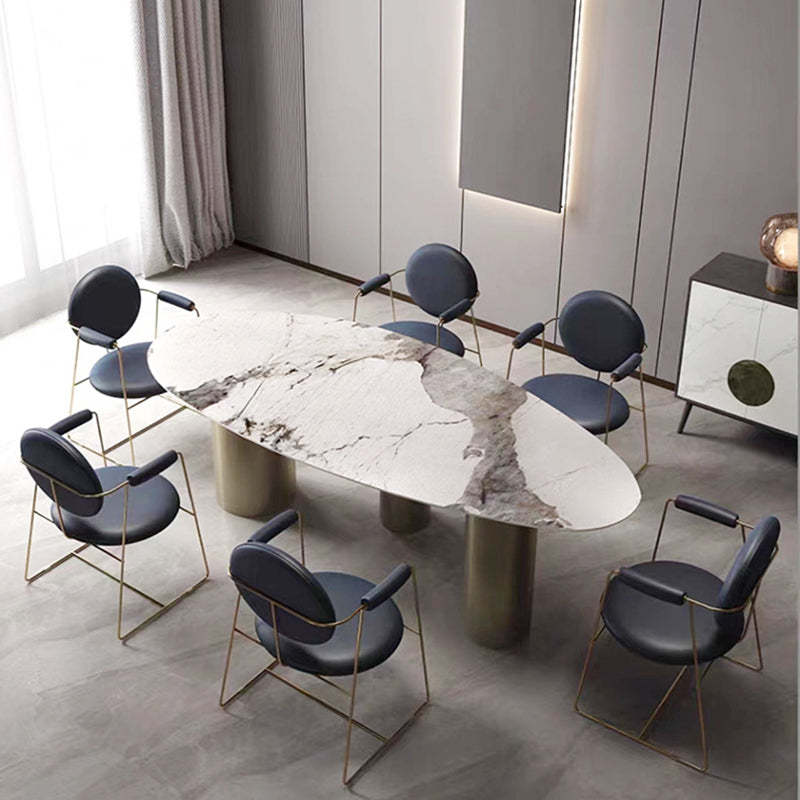 Scandinavian Microfiber Leather Round Dining Chair — Microfiber Leather / Bule