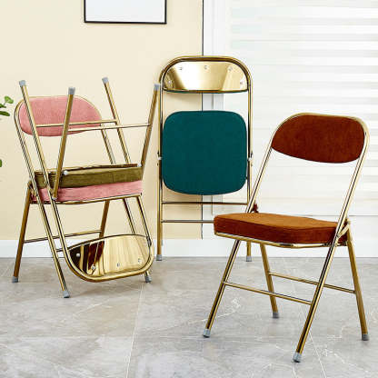 Vintage Velvet Steel Foldable Dining Chair
