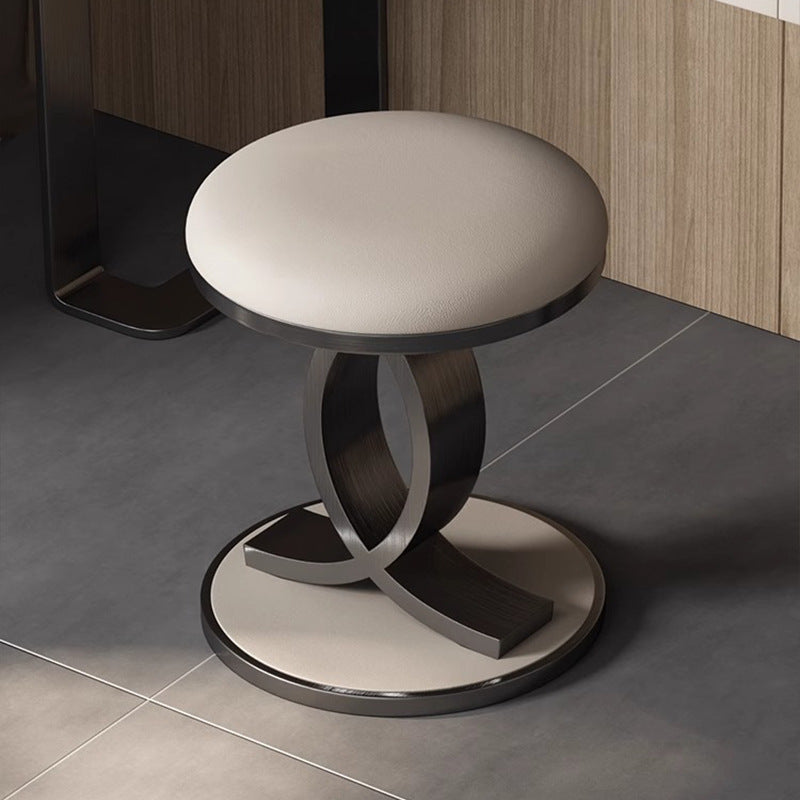 Nordic Round Microfiber Leather Vanity Stool