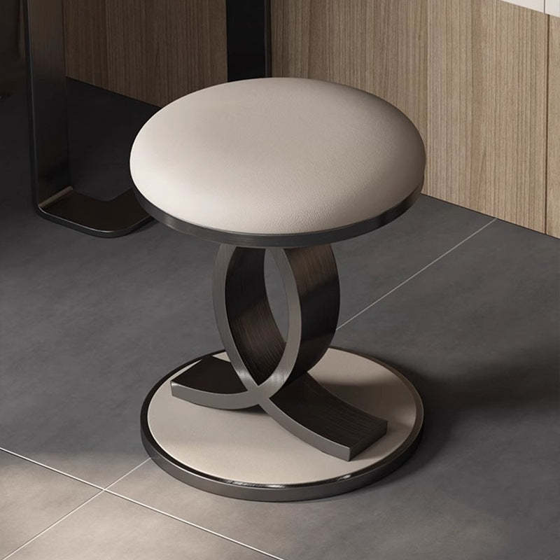 Nordic Round Microfiber Leather Vanity Stool