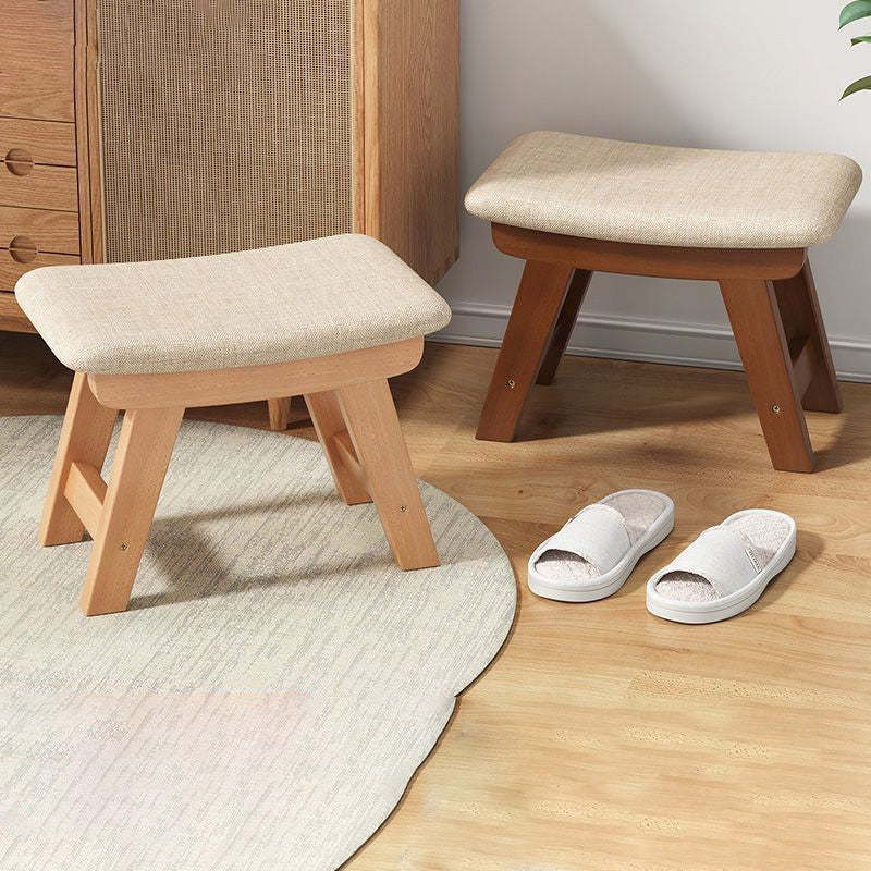 Minimalist Wood Cushion Shoe Bench — Walnut Color - F
