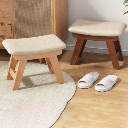Minimalist Wood Cushion Shoe Bench — Walnut Color - F