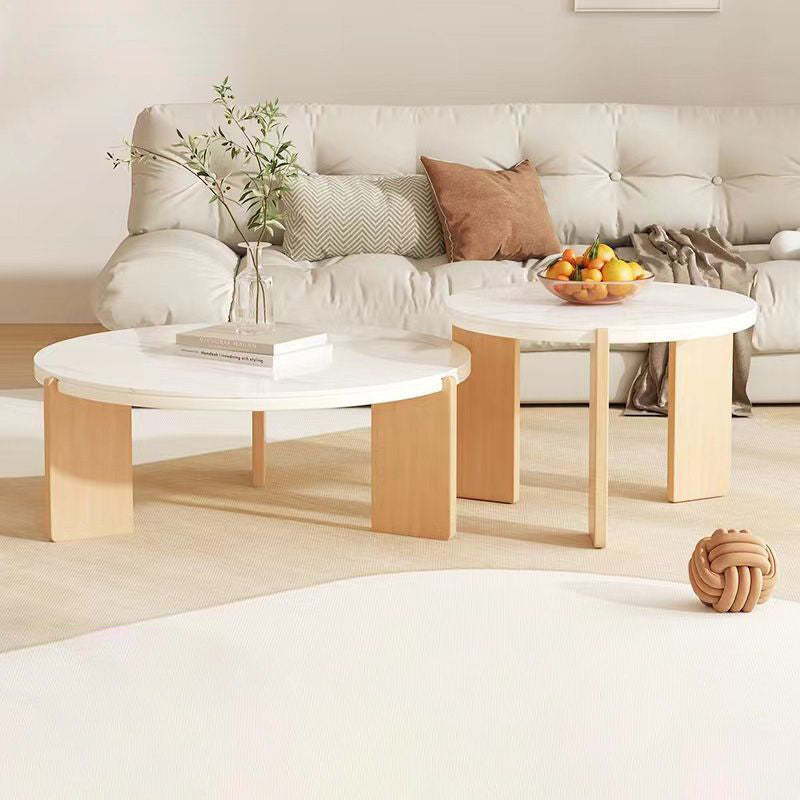 Minimalist round solid wood coffee tables