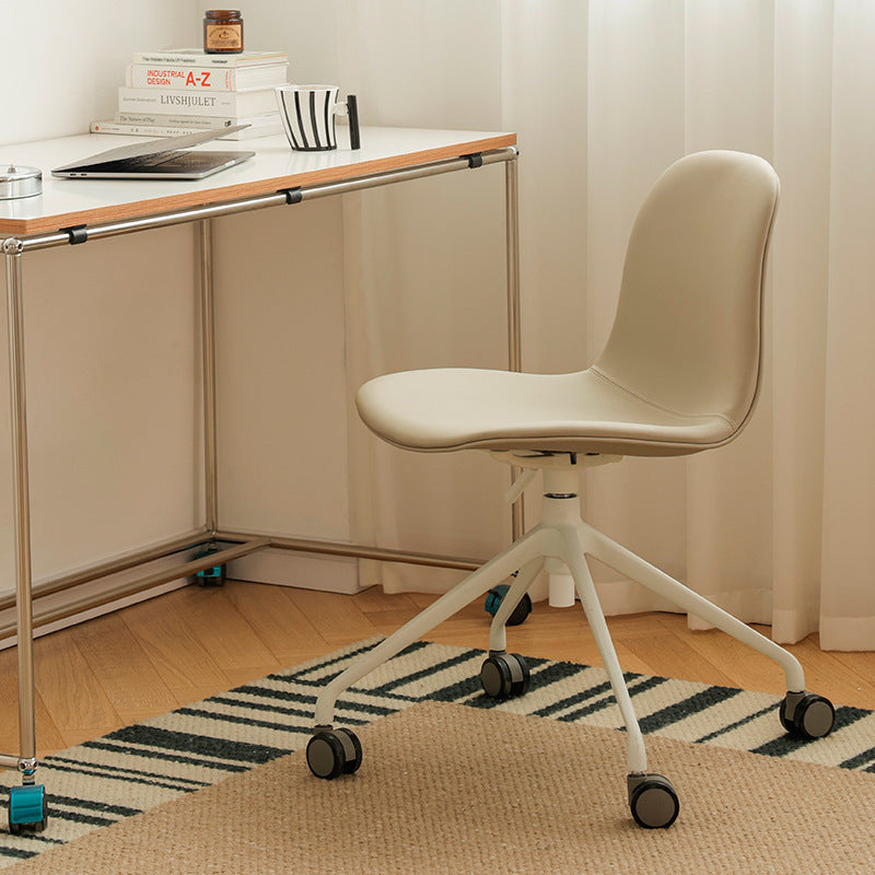 Nordic Ergonomic Microfiber Leather Lift Desk Chair — Without Roller / Black Seat + Black Legs