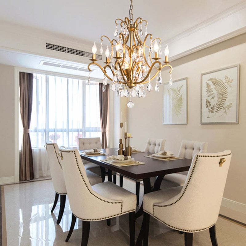 French Candelabra Round Crystal Iron Chandelier