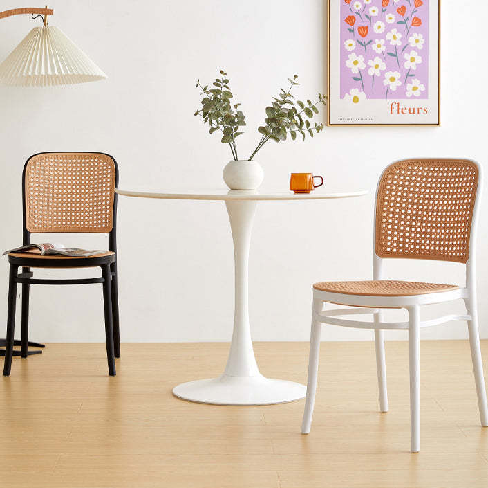 Minimalist Rattan Plastic Dining Chair — Black