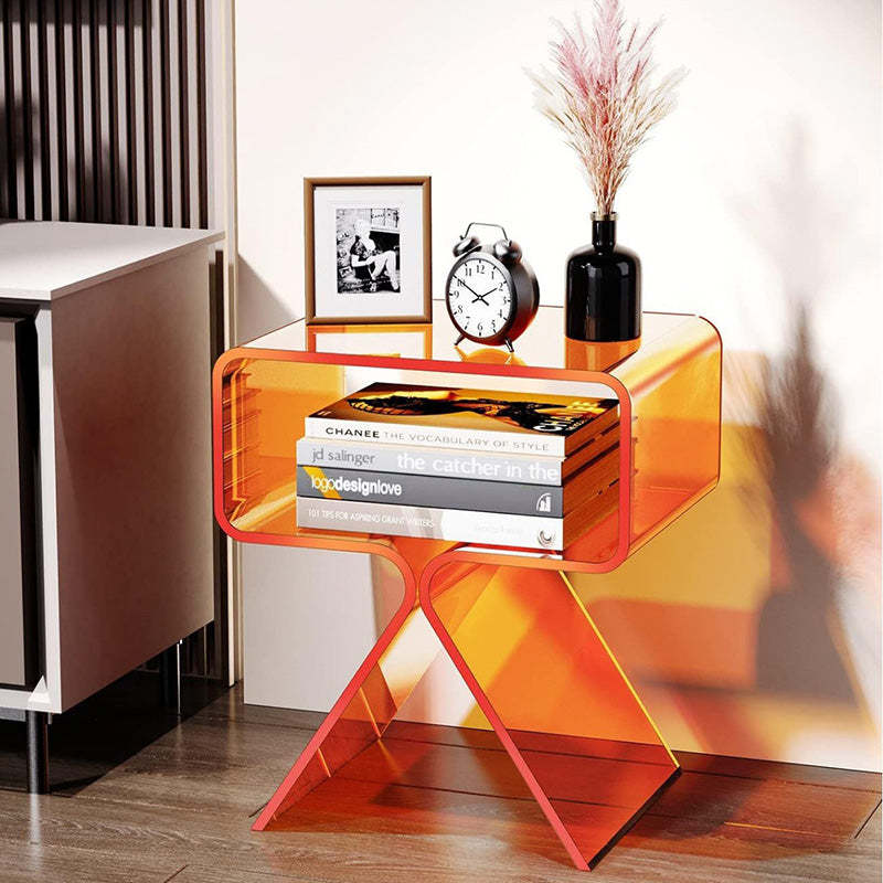 Minimalist Rectangular Acrylic 2-Tier End Table
