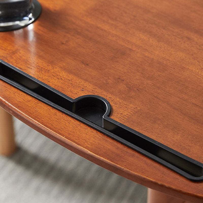 Minimalist Oval Solid Wood 4-Wheel Coffee Table