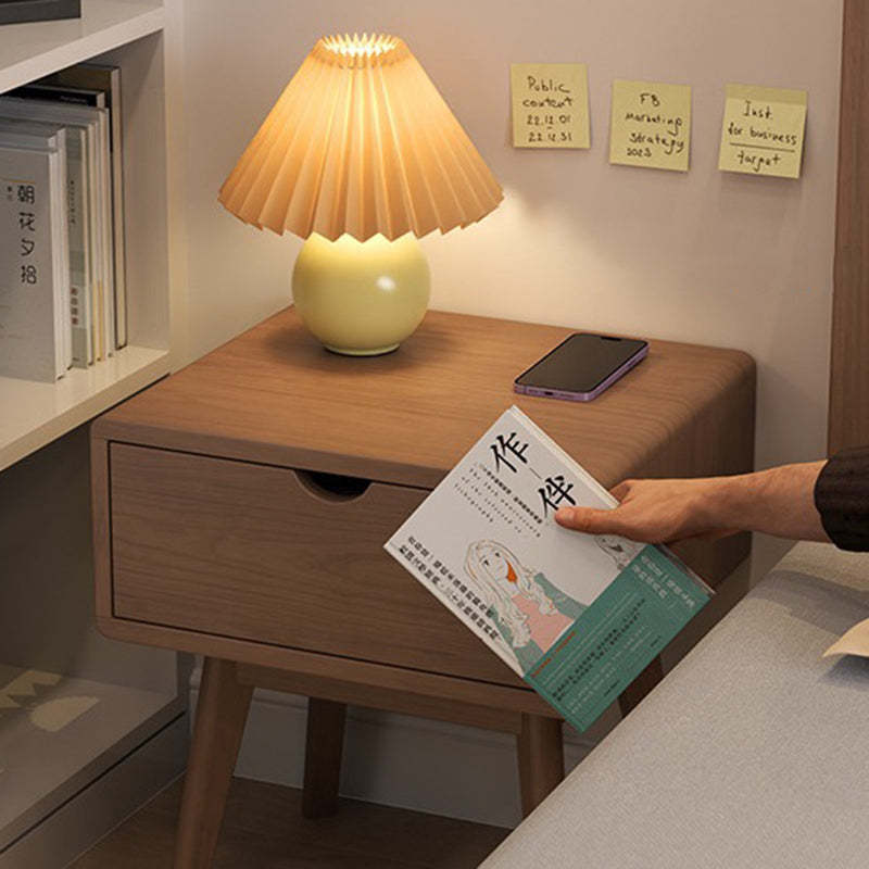Modern Cubic Rubber Wood 1/2-Drawer Nightstand