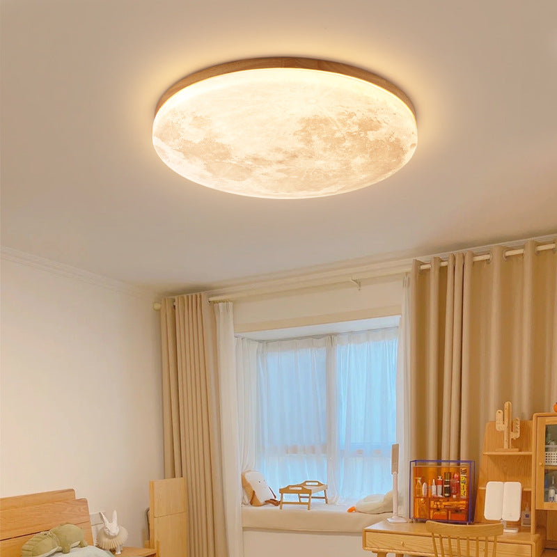 Nordic Minimalist Moon Round Acrylic LED Flush Mount Light