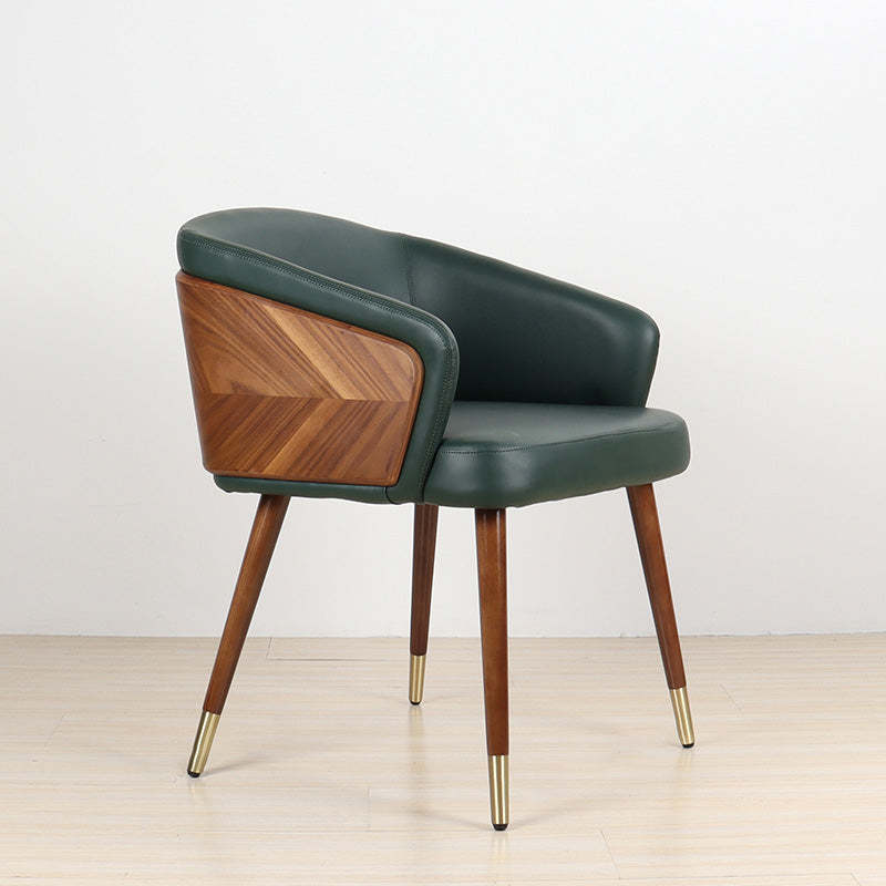 Curved PU Leather Wood Dining Chair