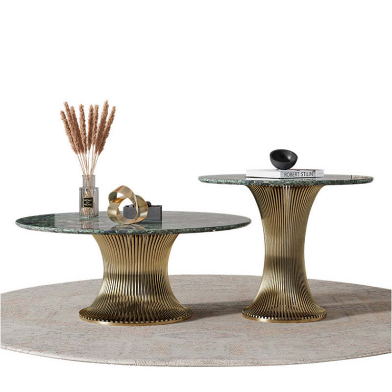 Contemporary Marble Steel Coffee Table Set