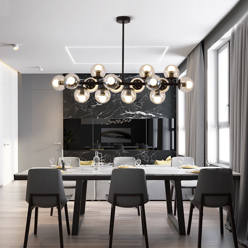 Scandinavian Long Globe Iron Island Chandelier