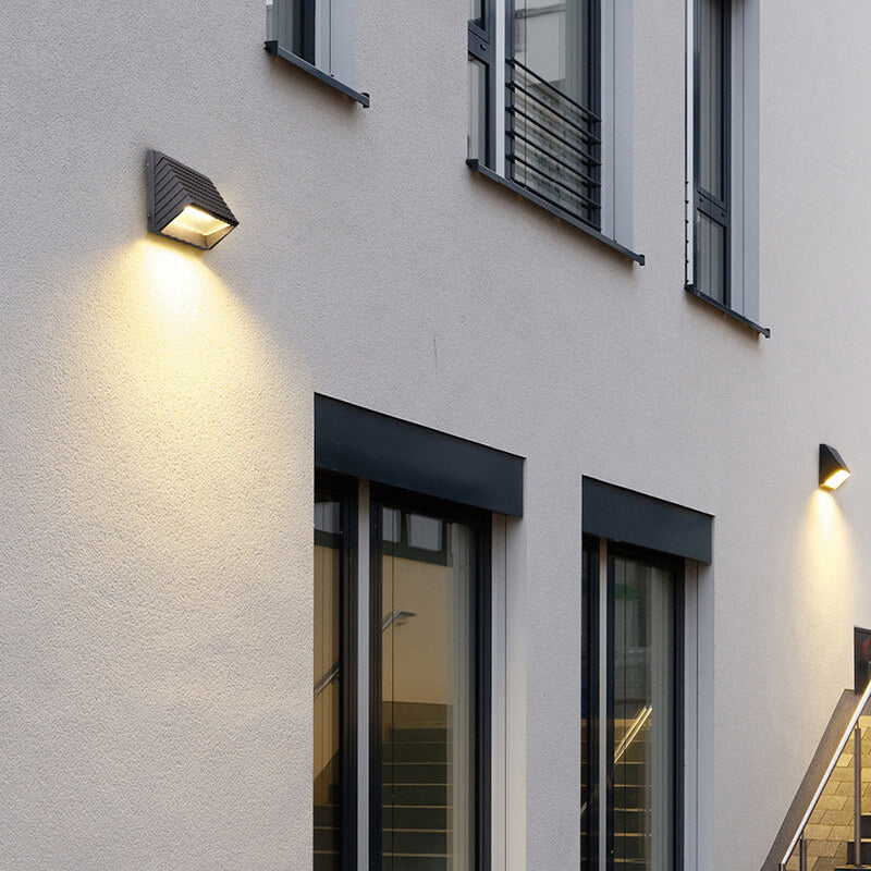 Outdoor Striped Trapezoidal LED Patio Wall Sconce