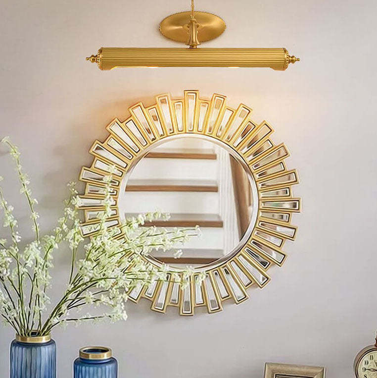 French Antique Copper Cylindrical Vanity Wall Sconce