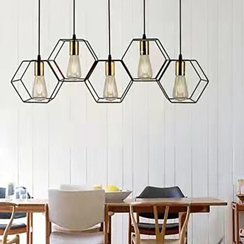 Industrial Vintage Geometric Iron Island Chandelier