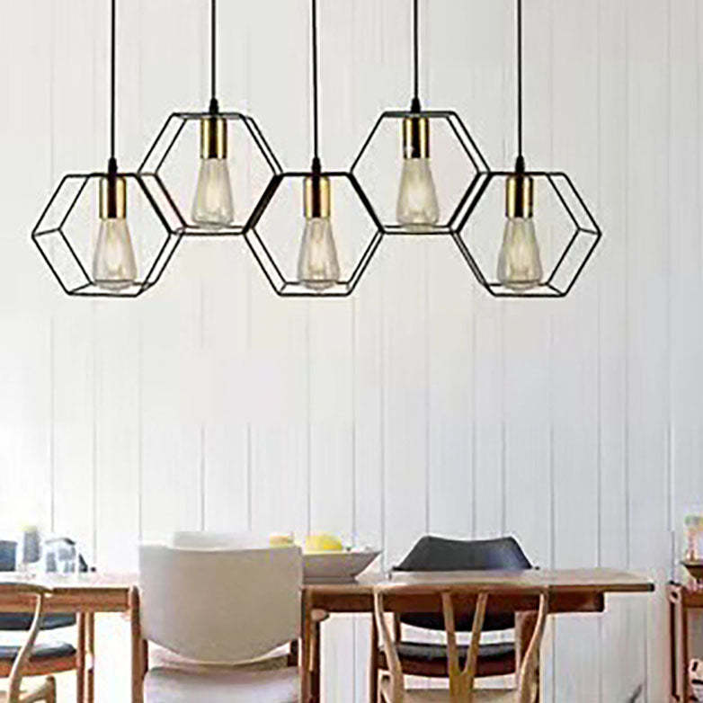 Industrial Vintage Geometric Iron Island Chandelier