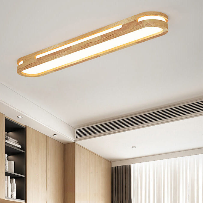 Wood nordic ring solid flush mount lighting — 2.36" H x 18.9" Dia / Warm White (3000K) / 220V-240V (UK/AU)