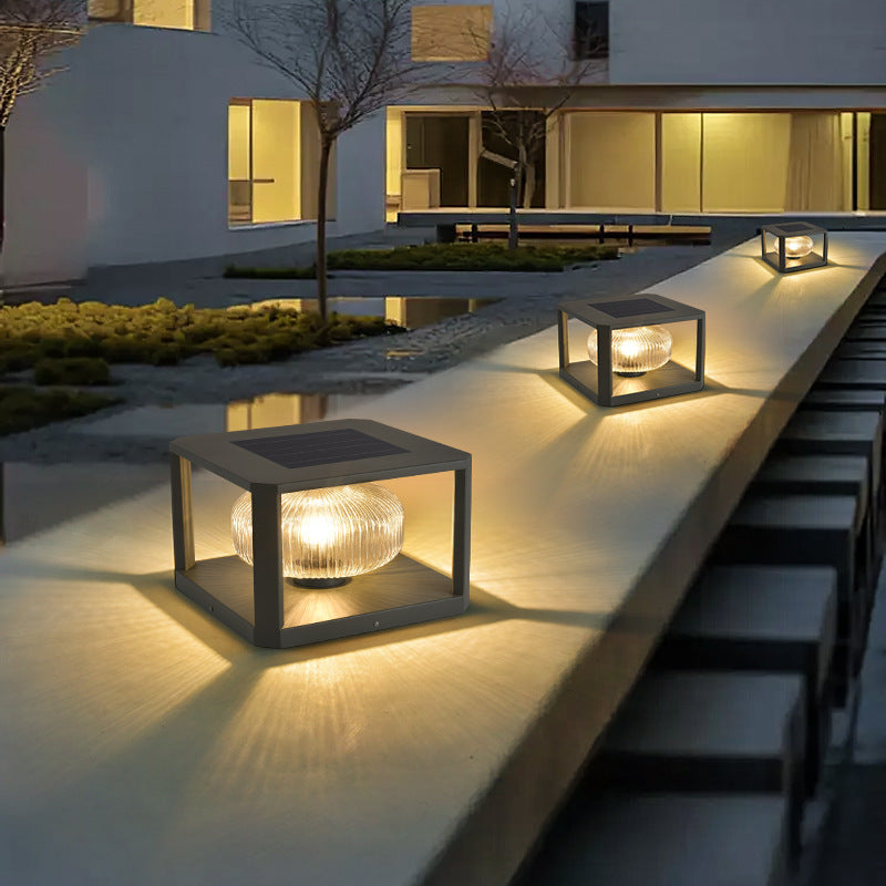 Minimalist ball stainless gray steel landscape lighting, Lighom — Large