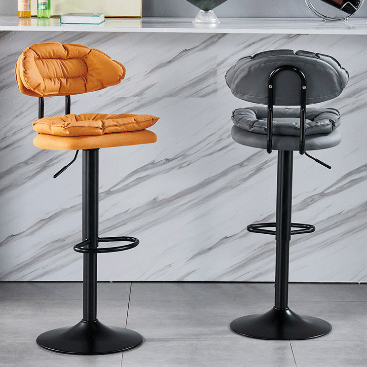 Modern Fabric Iron Semicircular Counter Stool — High / Orange / Chrome