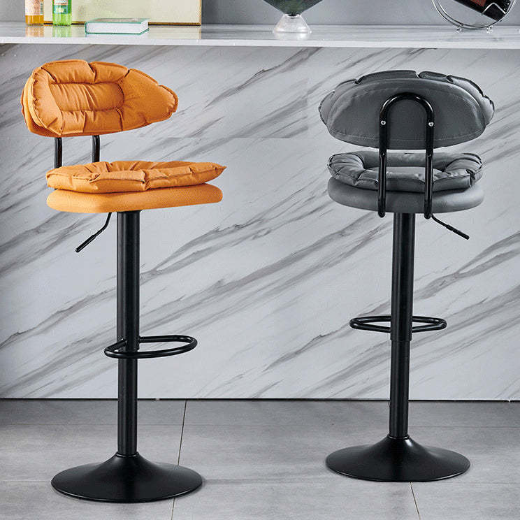 Modern Fabric Iron Semicircular Counter Stool — High / Orange / Chrome