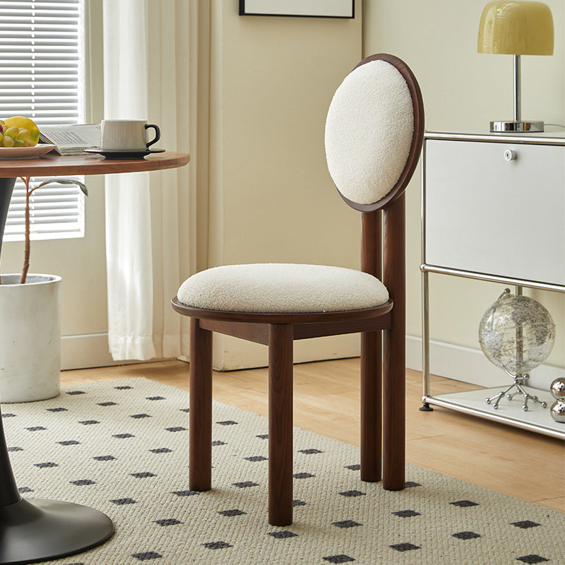 Vintage Lambswool Wood Round Dining Chair