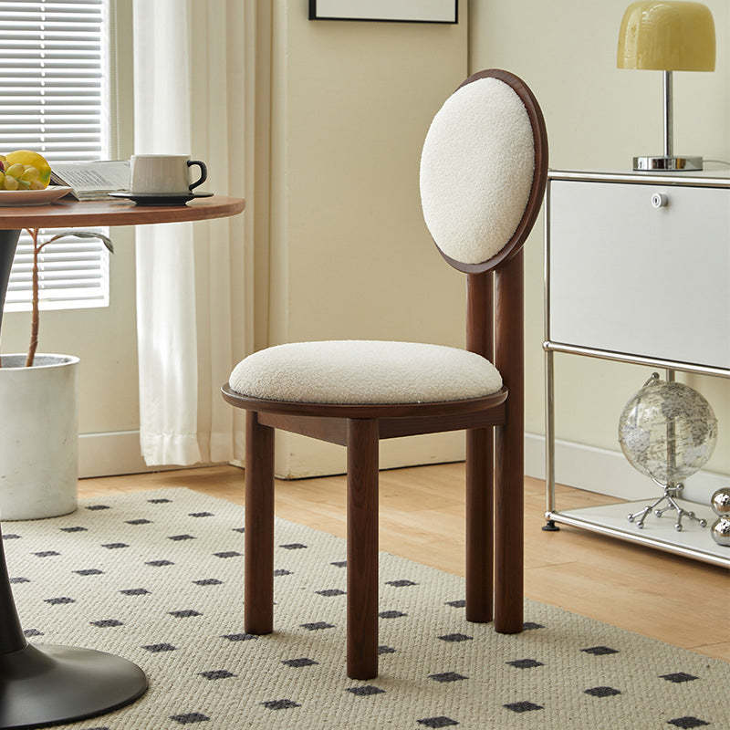 Vintage Lambswool Wood Round Dining Chair