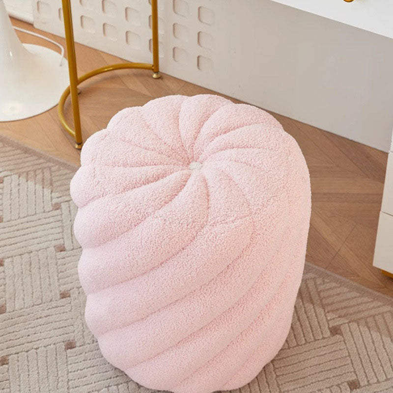 Scandinavian Lambswool Round Vanity Stool