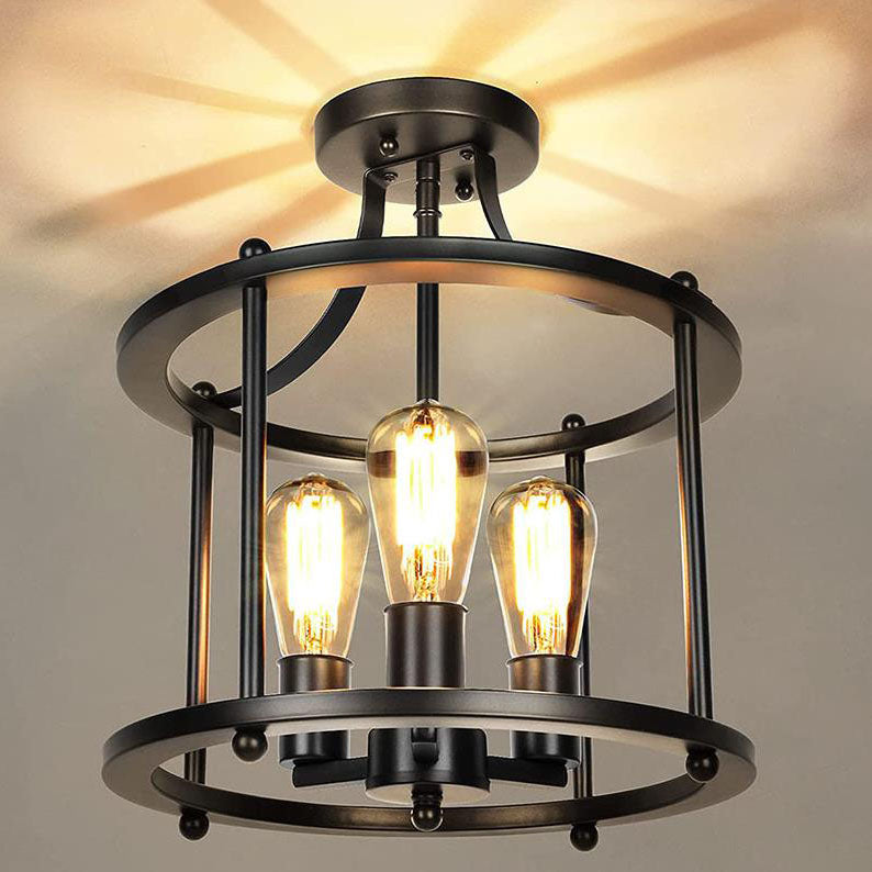 Industrial Vintage Round Drum Ceiling Light — 220V-240V For UK/AU