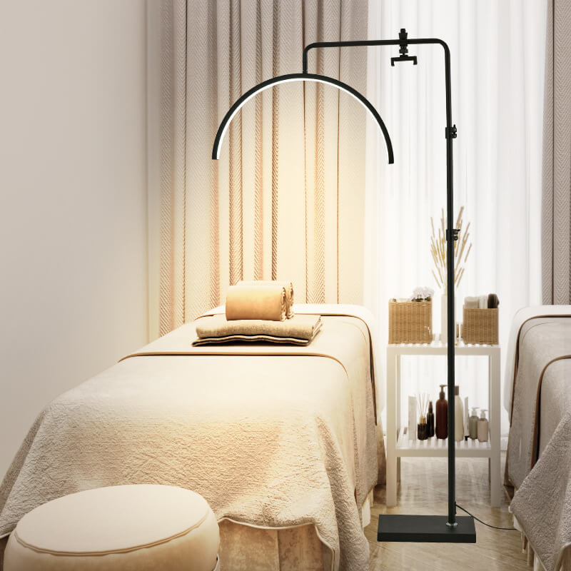 Minimalist Half-Moon Iron Retractable LED Floor Lamp