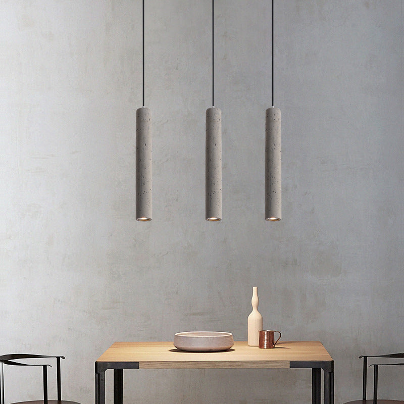 Industrial Textured Cement Cylinder Pendant Light