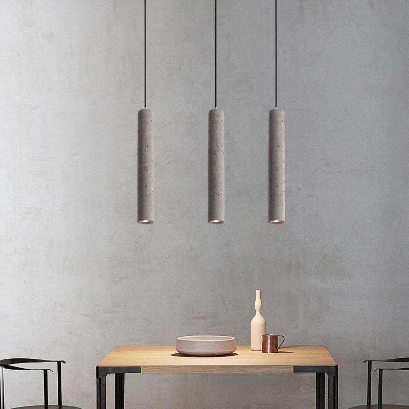 Industrial Textured Cement Cylinder Pendant Light
