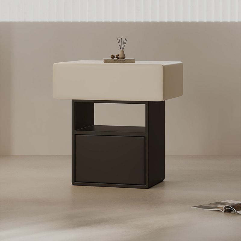 Minimalist Pine Eco Board Square Nightstand 1-Drawer