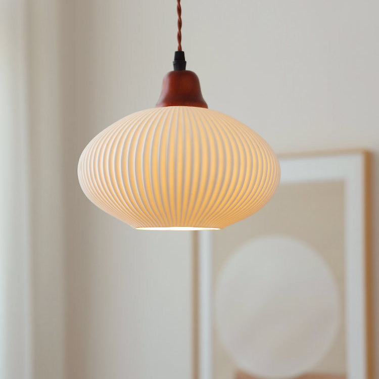 Lighom japanese pleated wood pendant lighting — 220V-240V (UK/AU)