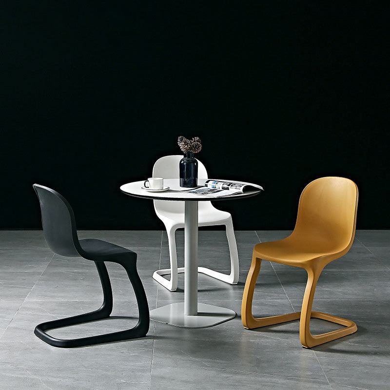 Scandinavian Bow-Frame Plastic Steel Dining Chair