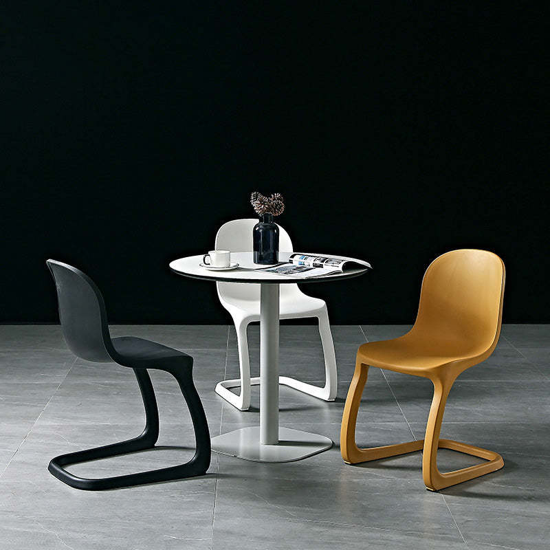 Scandinavian Bow-Frame Plastic Steel Dining Chair
