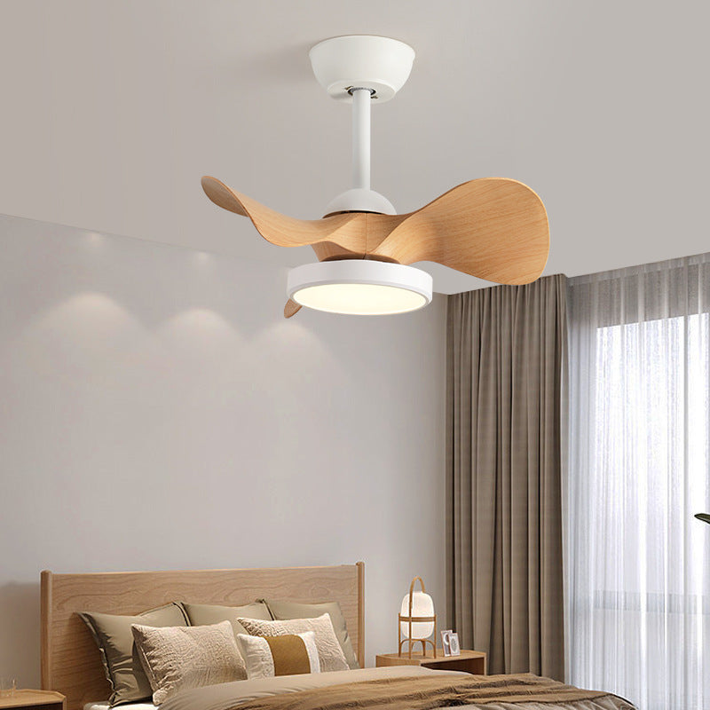 Natural round retro ceiling fans — Walnut & Black / 220V-240V (UK/AU)