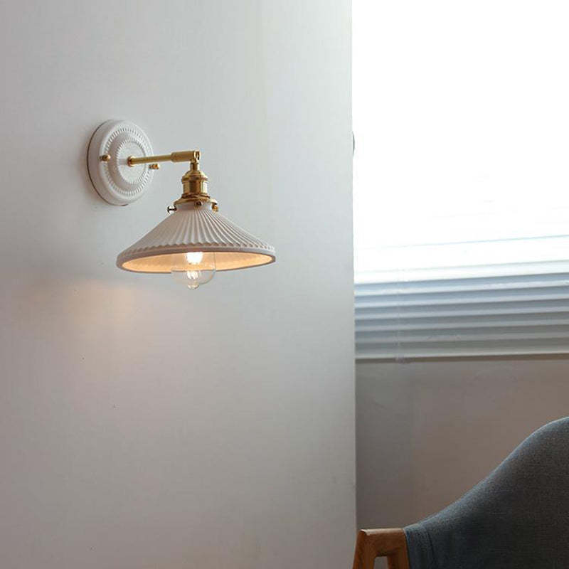Vintage Japanese Ceramic Brass Sconce — A / 110V-120V For US/CA