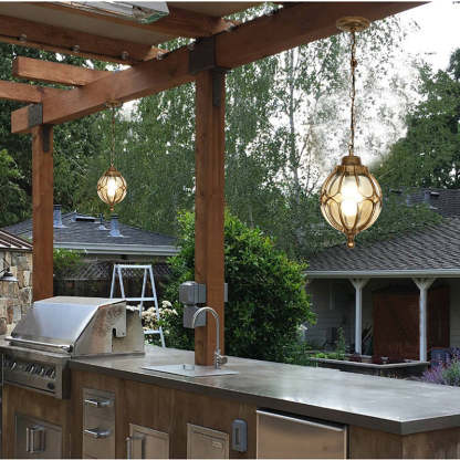 European Aluminum Iron Glass Ball Pendant Light