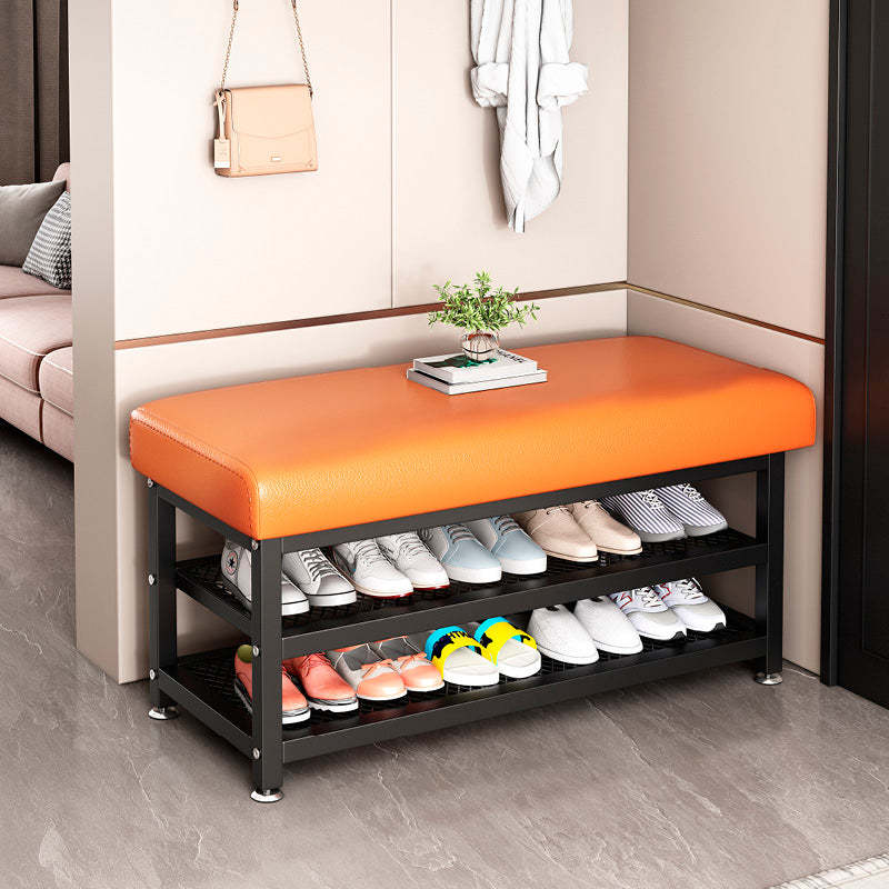 Modern Tech Fabric Steel 2-Shelf Shoe Storage — Beige / White