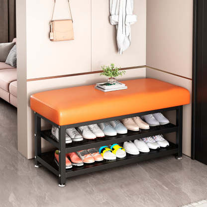 Modern Tech Fabric Steel 2-Shelf Shoe Storage — Beige / White