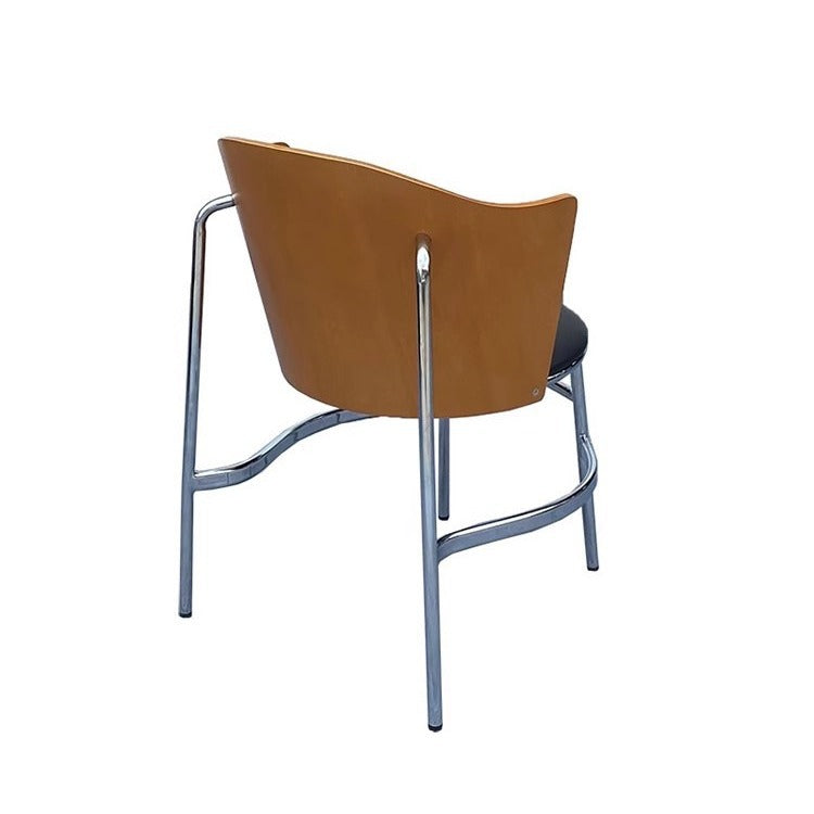 Nordic Curved Wood Iron Leather Chair
