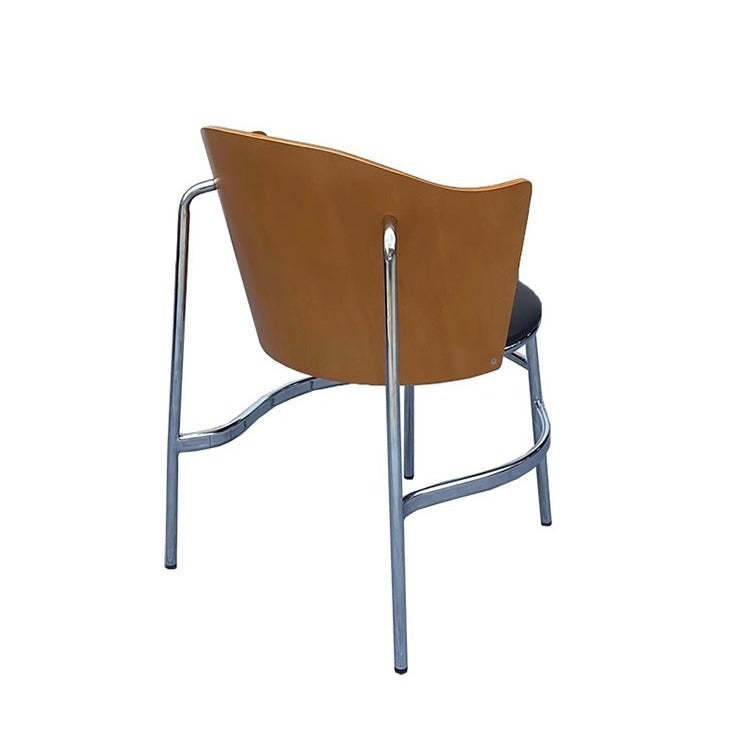 Nordic Curved Wood Iron Leather Chair