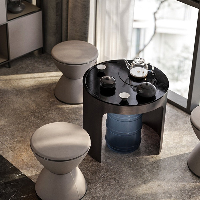 Minimalist Hourglass Leather Steel Stool